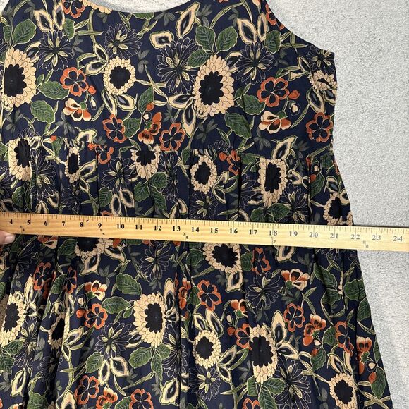 Natural Life Mini Dress Women’s Size XXL Empire Waist Smocked Chest Dark Florals - Picture 8 of 15